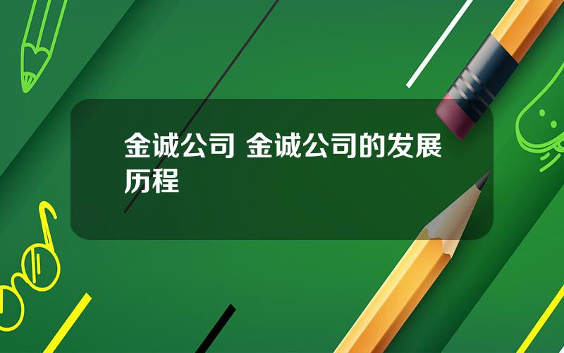 金诚公司 金诚公司的发展历程